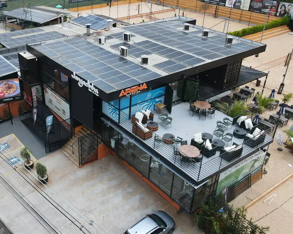 Vista aérea do restaurante Jangadinha e da Arena Esportes
